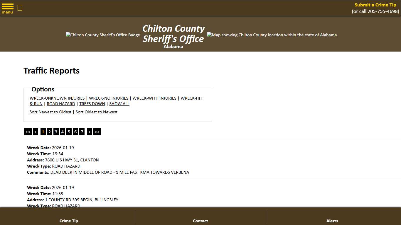 Traffic Reports - Descending - Chilton County Sheriff's Office
