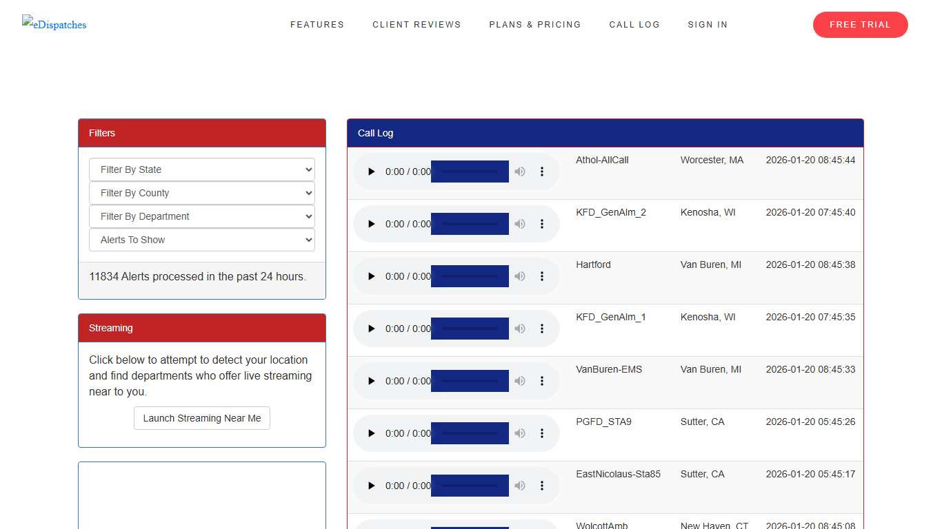 Call Log – eDispatches